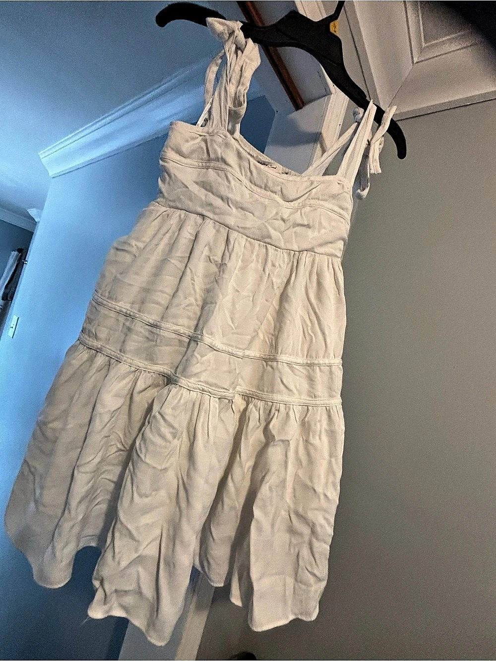 Mustard Seed Tied Shoulder Tiered Dress Mini Cream Medium